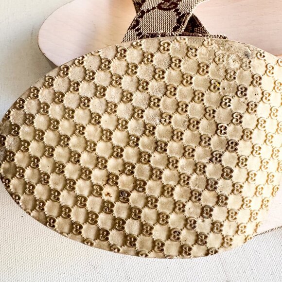 Gucci Canvas Monogram Wood Sole Clog Sandals 37 - Picture 13 of 16